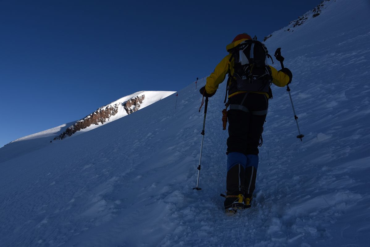 06B Guide Liza Pahl Leading On The Traverse With Mount Elbrus Main West Summit